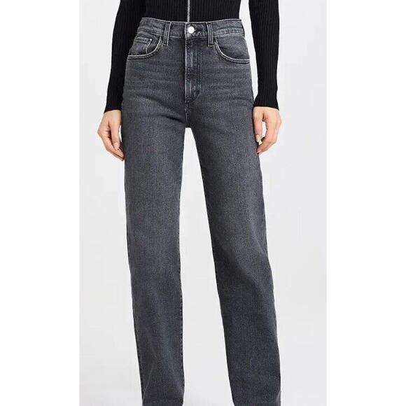 Joes Jeans 31 Black Gray High Rise Straight Leg Raw Hem Margot Womens - Picture 1 of 10